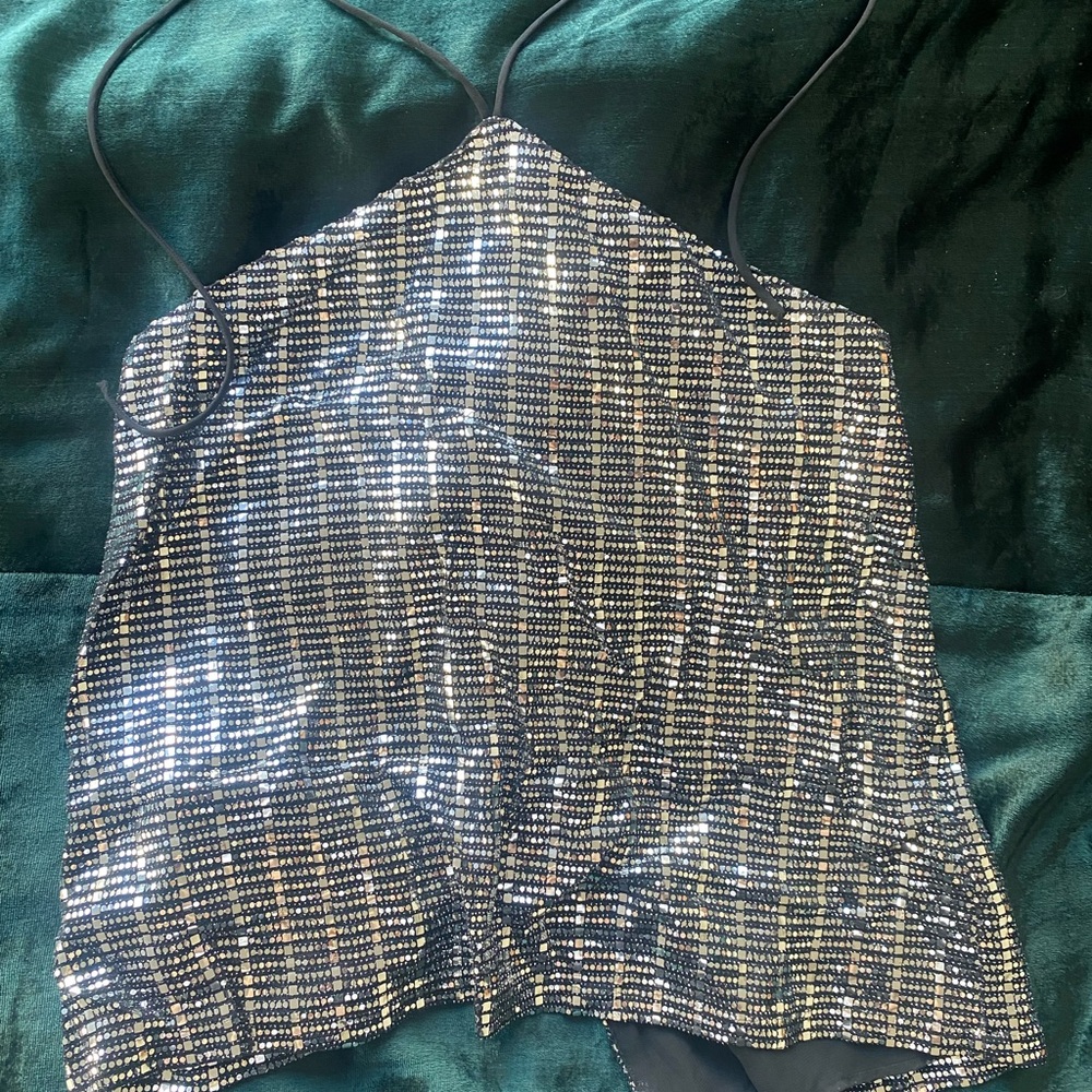 Zara Silver Halter Top